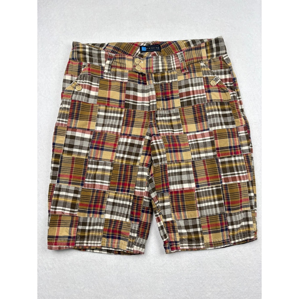 Relativity Patchwork Shorts Womens 10P Plaid‎ Cotton Bermuda Preppy